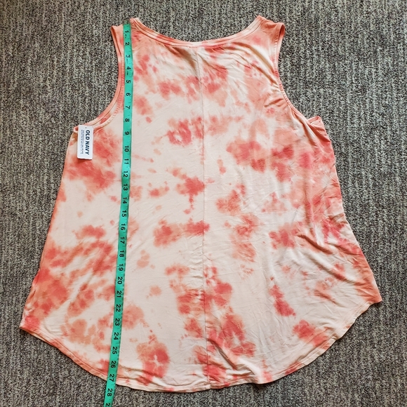 NWT Old Navy Luxe Red Tie Dye High Neck Tank Top Large Loose Fitting - Picture 7 of 7